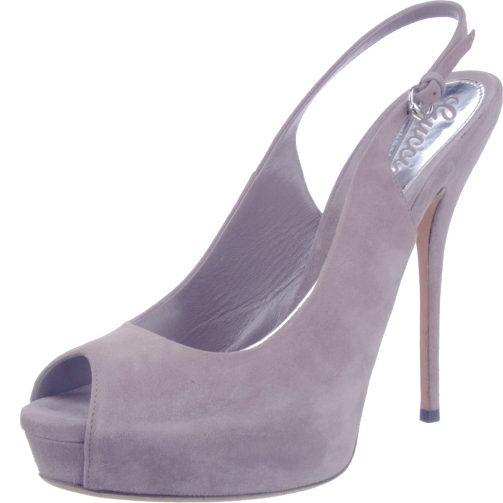 GUCCI Grey Suede Slingback Platform Pumps - Picture 11 of 11